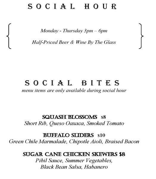 Menu at The Anasazi Restaurant & Bar, Santa Fe