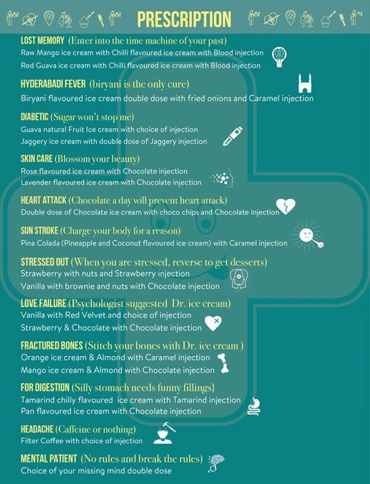 Dr. Ice Cream Menu, Menu for Dr. Ice Cream, Jubilee Hills, Hyderabad