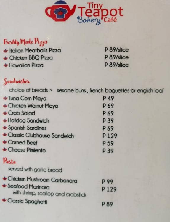 Tiny Teapot Bakery Cafe Menu, Menu for Tiny Teapot Bakery Cafe, Highway