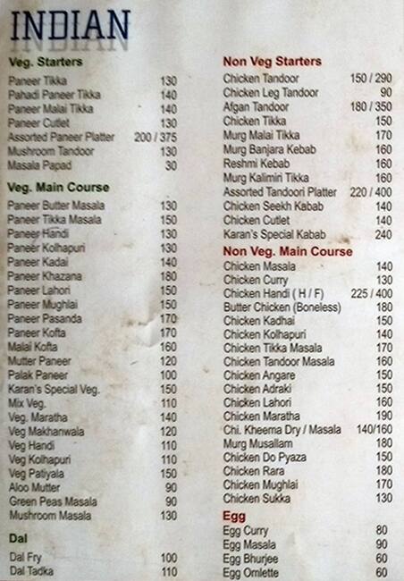 Karan S Kitchen Menu Menu For Karan S Kitchen Yerawada Pune