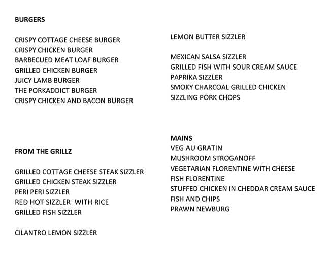 Menu at Hatari Grillz Continental Restaurant, Kolkata