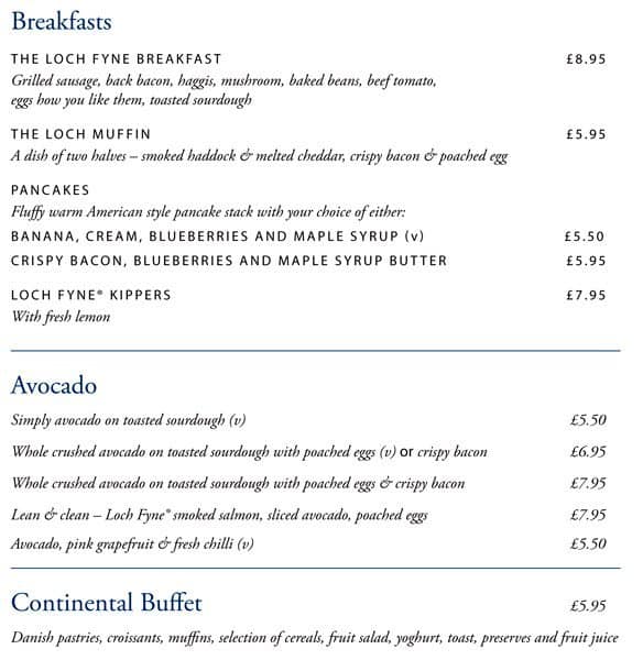 Menu At Loch Fyne Restaurant London 2 4 Catherine St