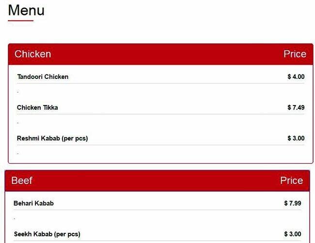 Karachi Kitchen Menu Menu For Karachi Kitchen Brampton Toronto