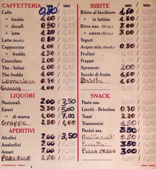 Menu di C'era una volta Il caffe' 