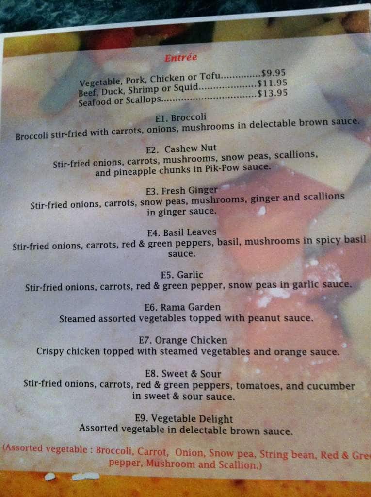 Menu at Best Thai restaurant, Damariscotta