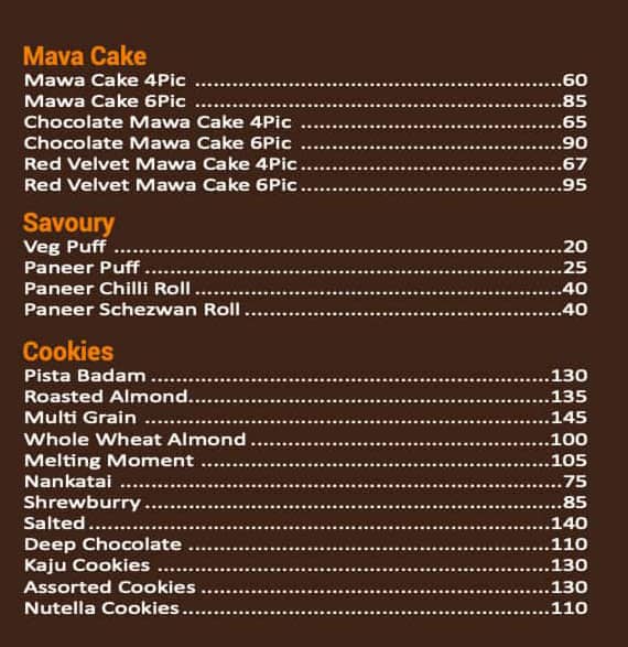 Menu of Jeden The Cake Expert, Malad West, Mumbai