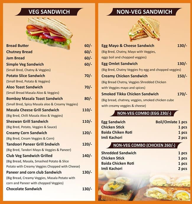 Menu of NJ Fast Food Center, Virar, Mumbai