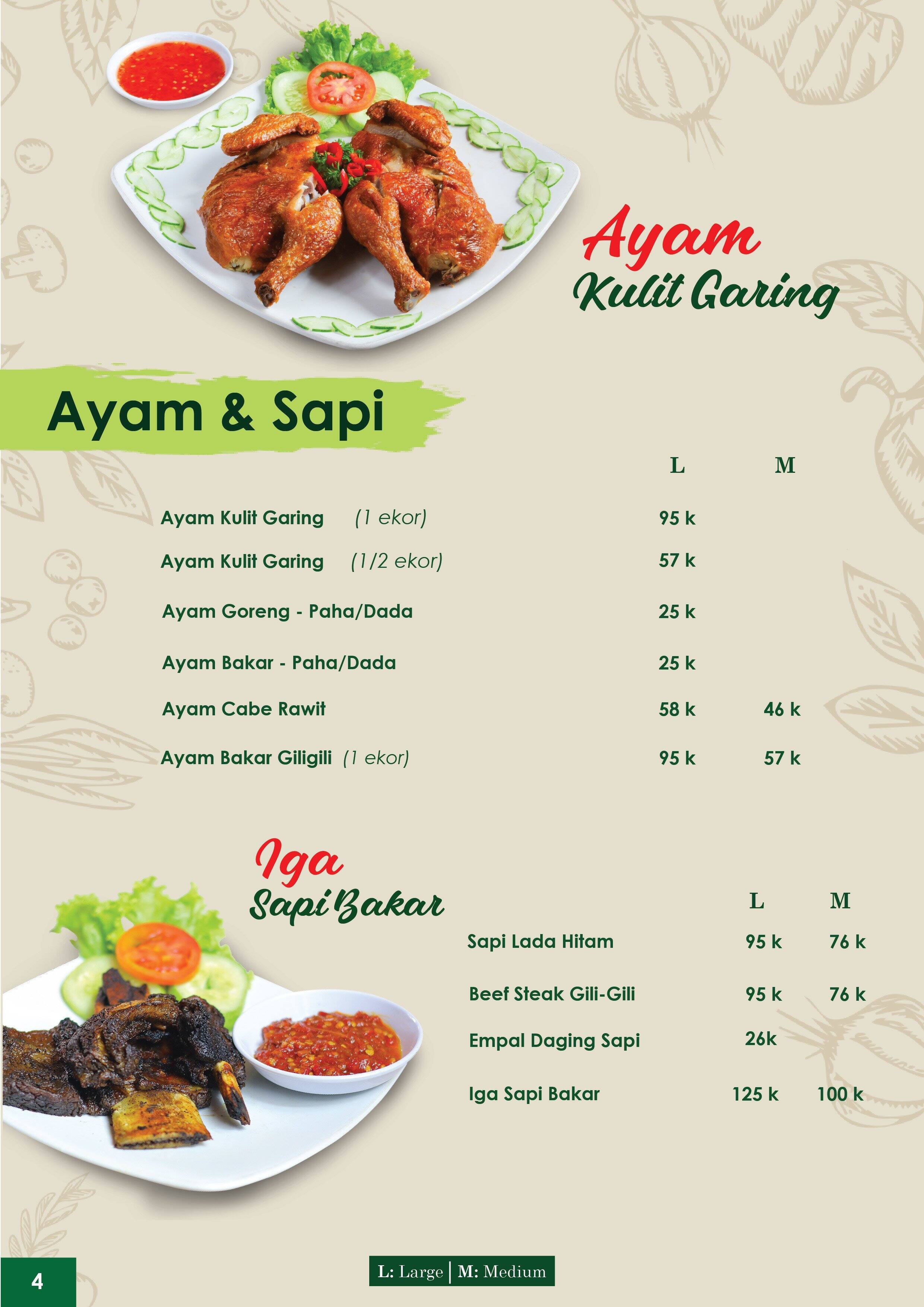 Menu Riung Rasa Menu at Riung Gili-Gili restaurant, Bogor