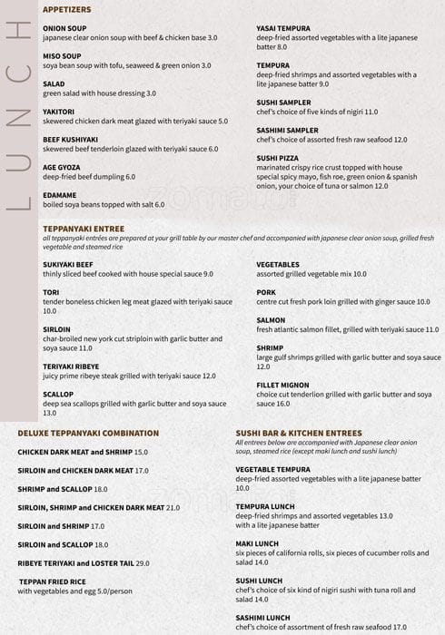 Yamato Menu, Menu for Yamato, Yorkville, Toronto - Urbanspoon/Zomato