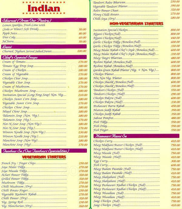 Invitation Menu, Menu for Invitation, Ashok Vihar Phase 2, New Delhi