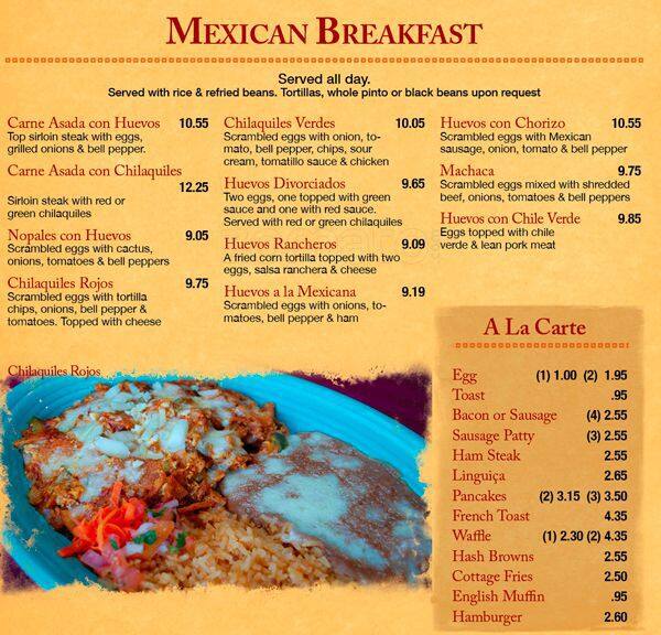 Menu at La Piñata restaurant, San Leandro, Merced St