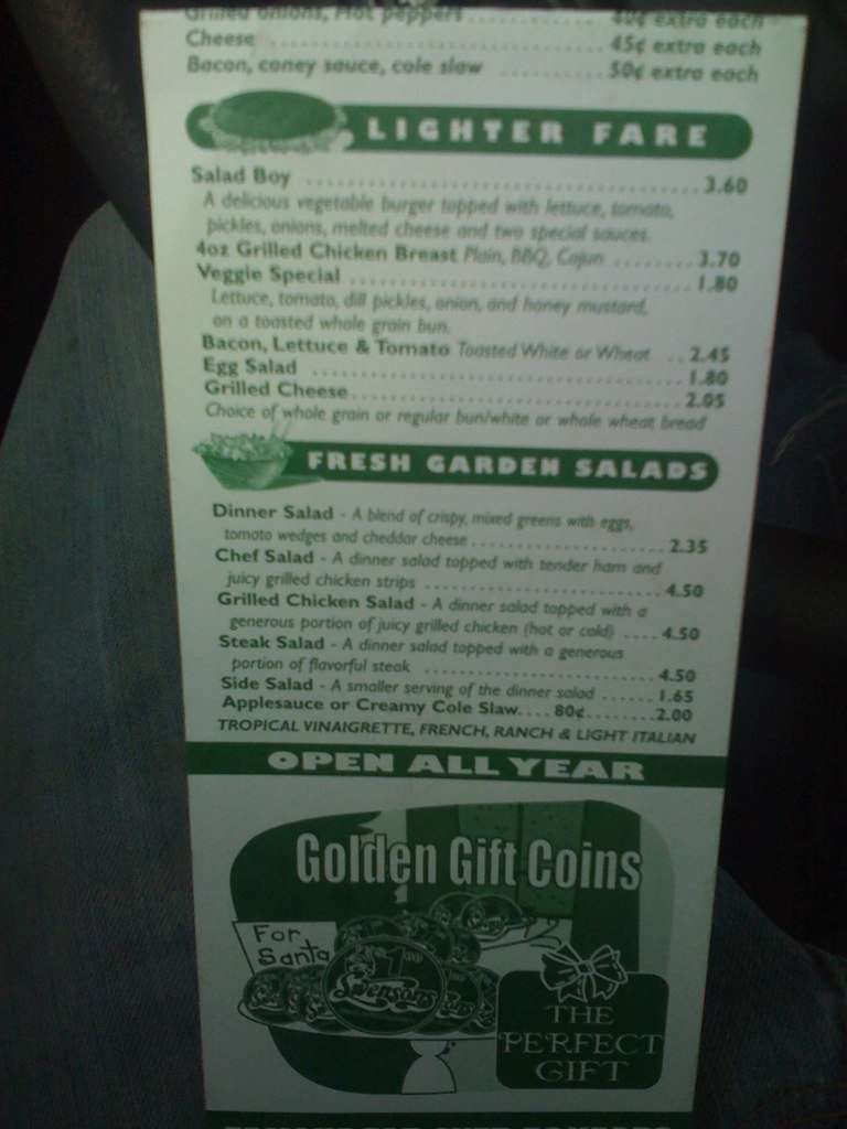 Swensons menu