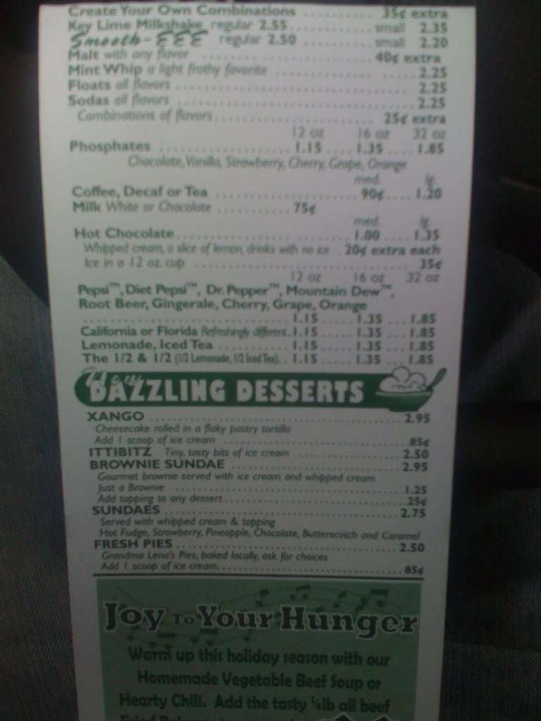 Swensons menu