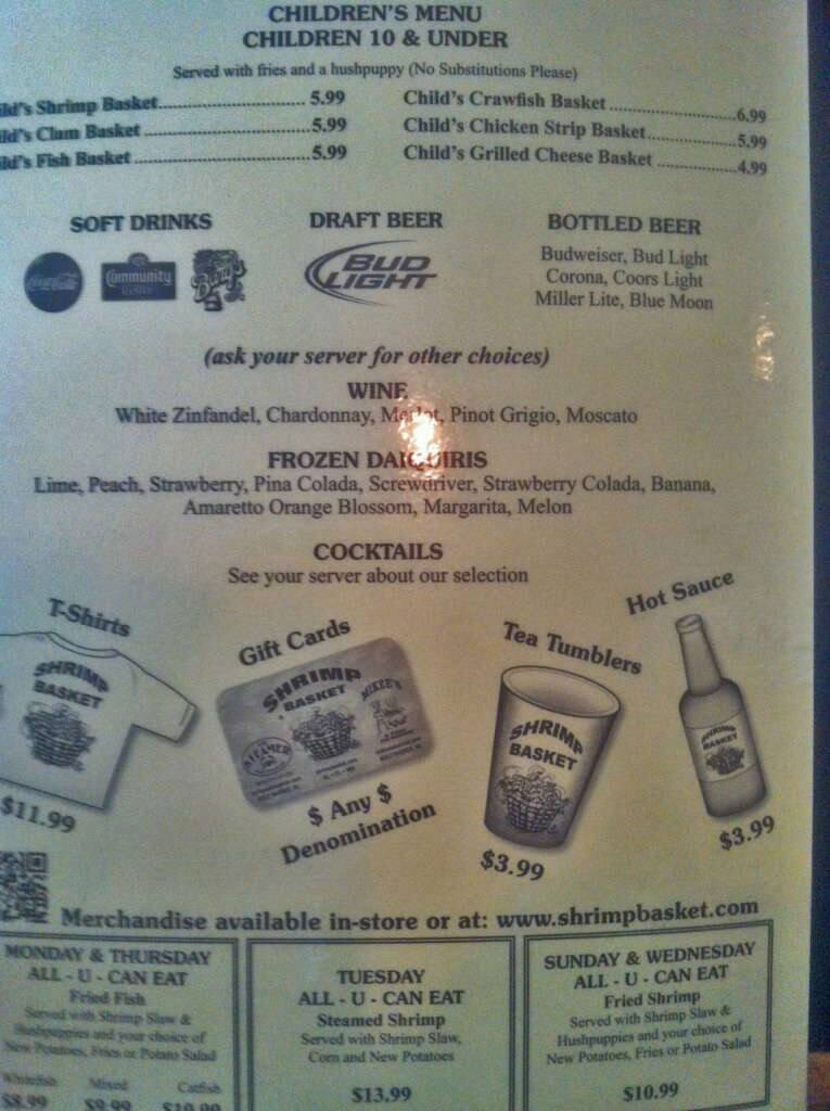 Menu at Shrimp Basket Gulfport restaurant, Gulfport, US 49