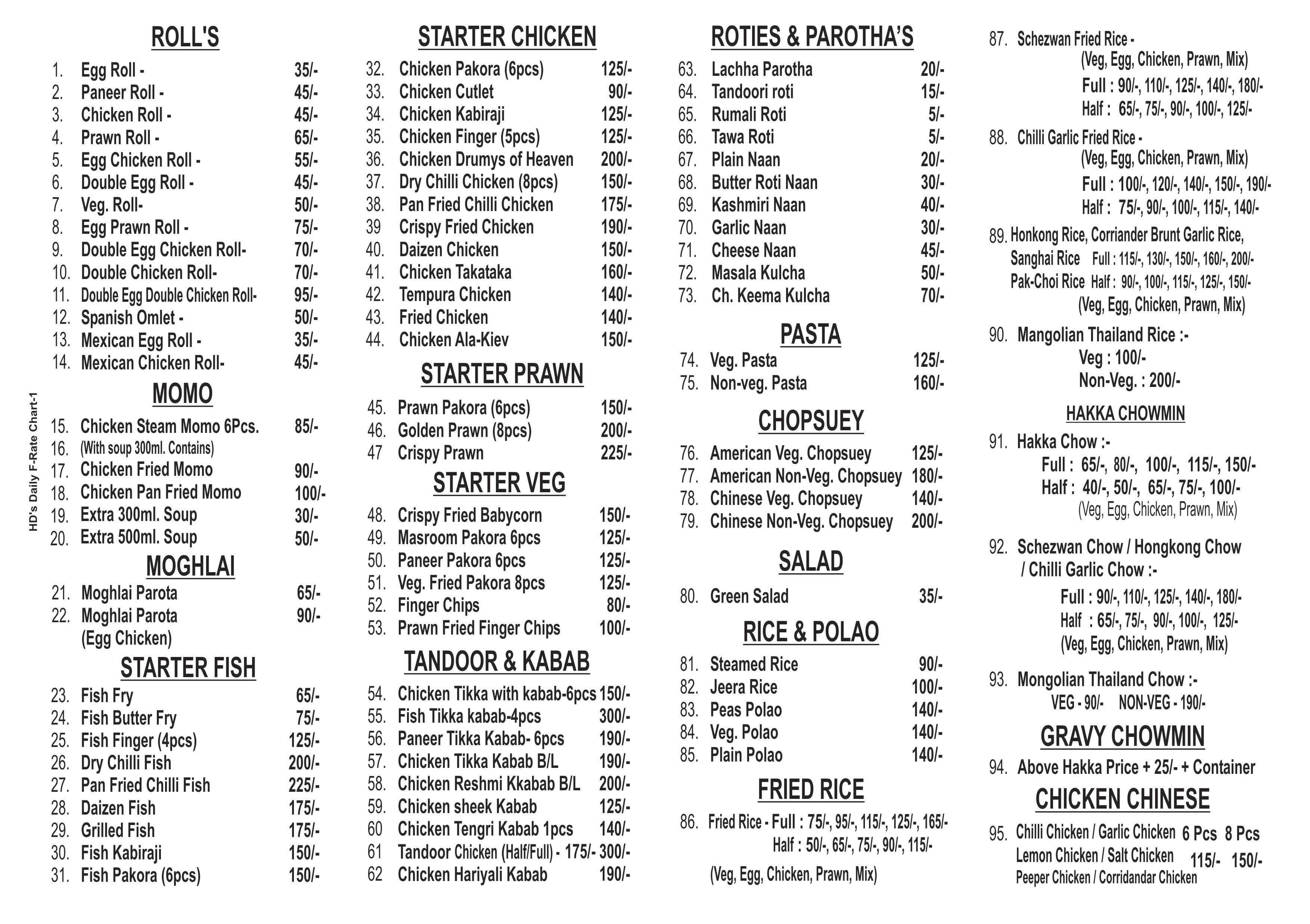 Menu at Lazeez, Kolkata, 116