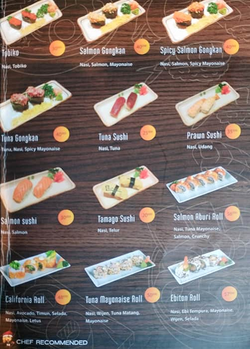 Menu at Kadoya Restaurant, Jakarta