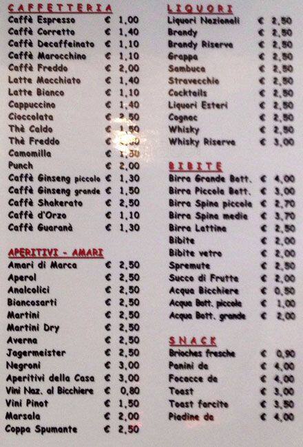 Menu di Cafè Maria 