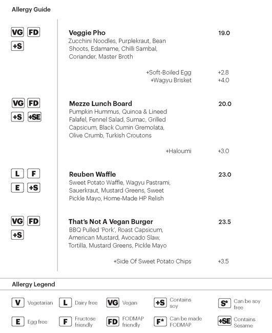 Menu at Red Robyn restaurant, Camberwell