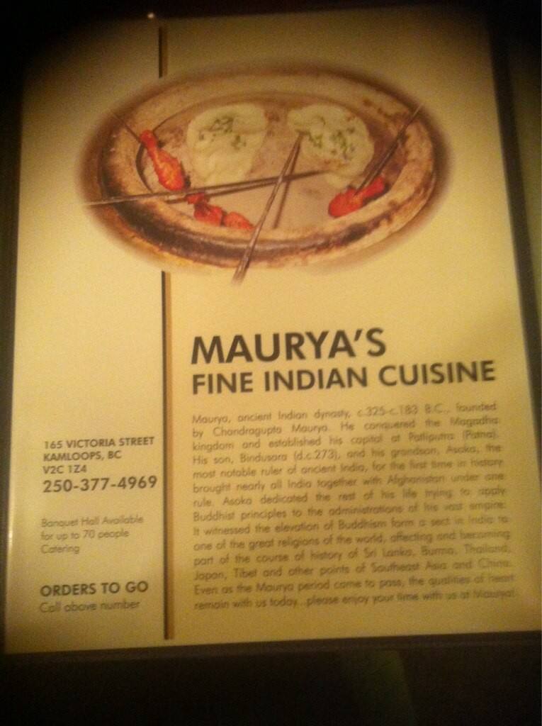 Maurya's Fine Indian Cuisine Menu Urbanspoon/Zomato