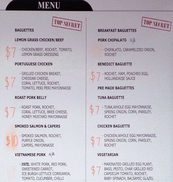 The Embassy menu