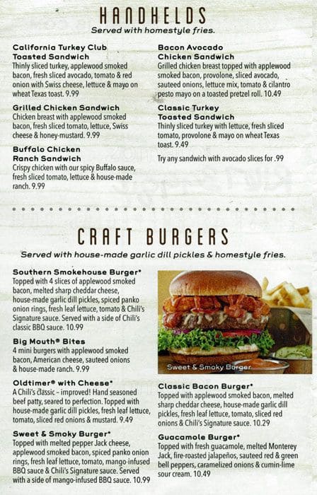 Menu at Chili's pub & bar, Homer Glen, S Bell Rd