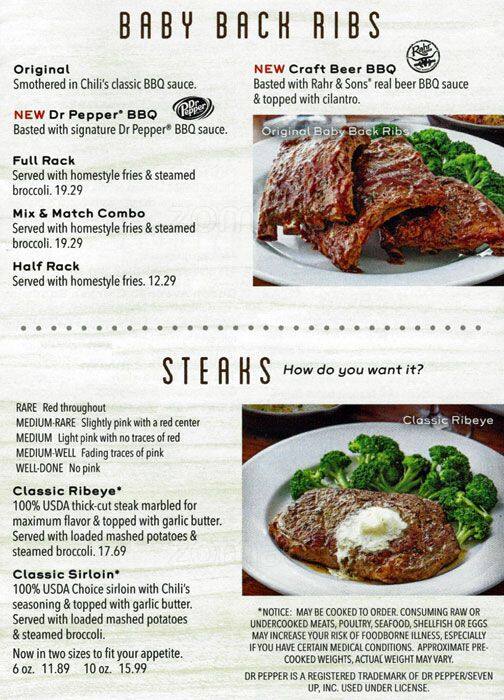 Menu at Chili's pub & bar, Homer Glen, S Bell Rd