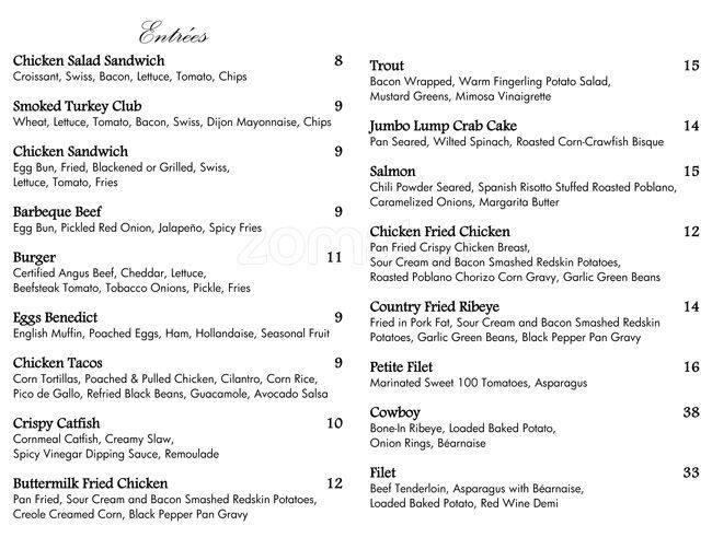 Menu at Rick's Chophouse steakhouse, McKinney, 107 N Kentucky St