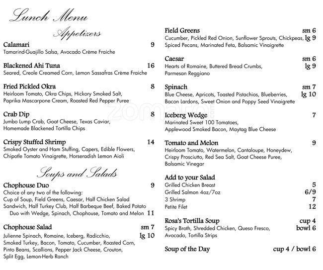 Rick's Chophouse Menu, Menu for Rick's Chophouse, McKinney, McKinney