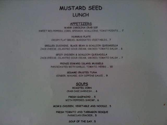 Mustard Seed Menu Menu For Mustard Seed Mt Pleasant Charleston