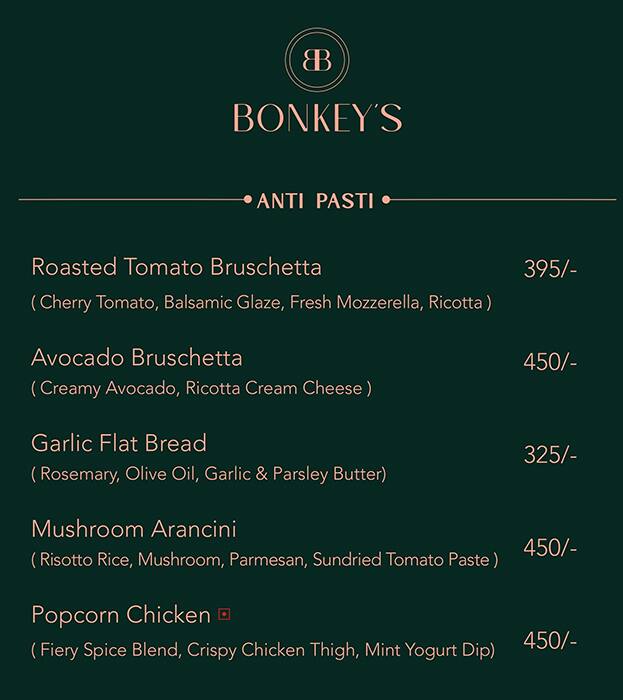 Menu of Bonkey's Pizza, Lal Kothi, Jaipur