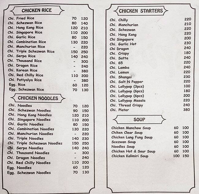 Menu of The Spicy One, Mumbra, Thane