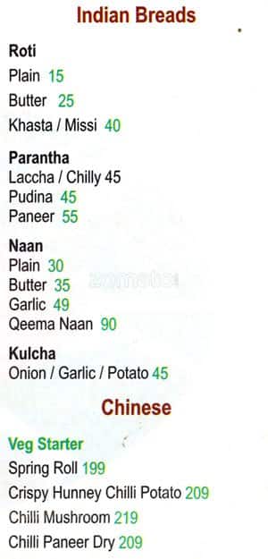 Moti Mahal Delux menu