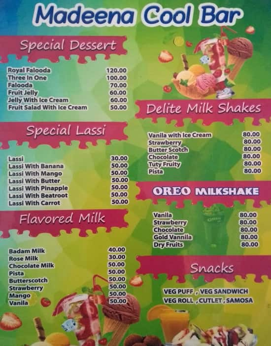 Madeena Cool Bar Menu, Menu for Madeena Cool Bar, T. Nagar, Chennai ...