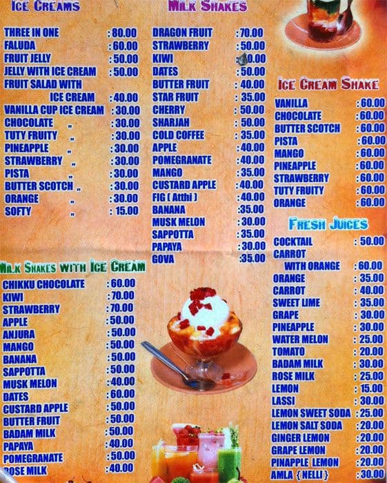 Madeena Cool Bar Menu, Menu for Madeena Cool Bar, T. Nagar, Chennai Zomato