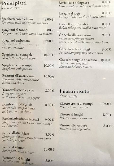 Menu di Trattoria Grotta Amatriciana 