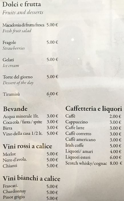 Menu di Trattoria Grotta Amatriciana 