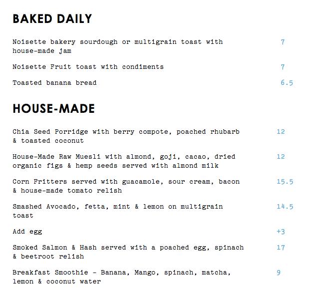 Trunk Diner Menu, Menu for Trunk Diner, Exhibition Street, CBD