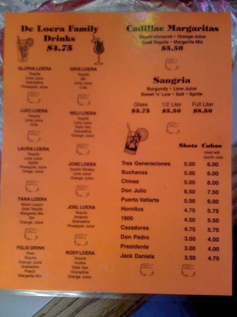 Asabache Mexican menu