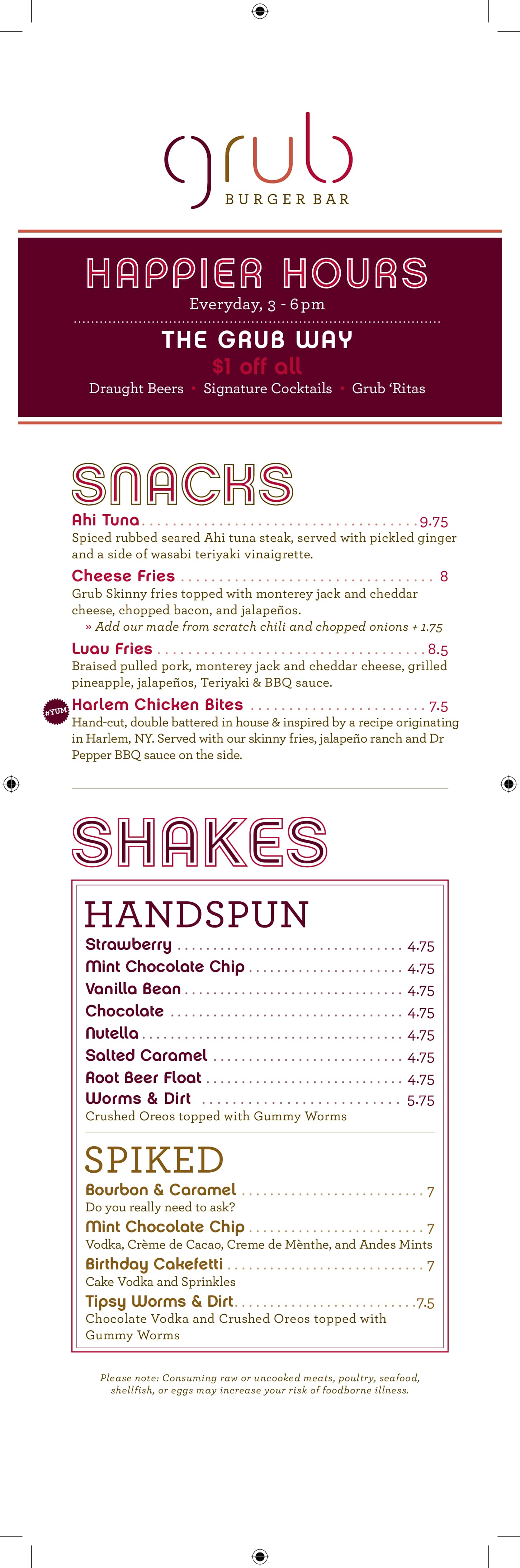 Grub Burger Bar Menu, Menu for Grub Burger Bar, Midland, Odessa Urbanspoon/Zomato