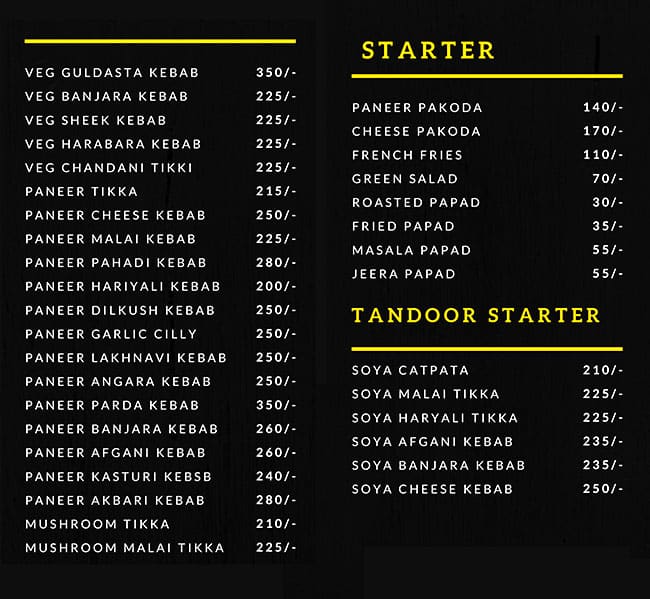 Menu of Hotel Mirch Masala, Pimpri, Pune