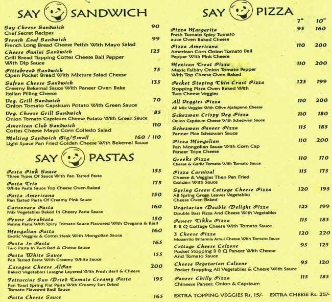 Say Cheese Menu, Menu for Say Cheese, Charni Road, Mumbai Zomato