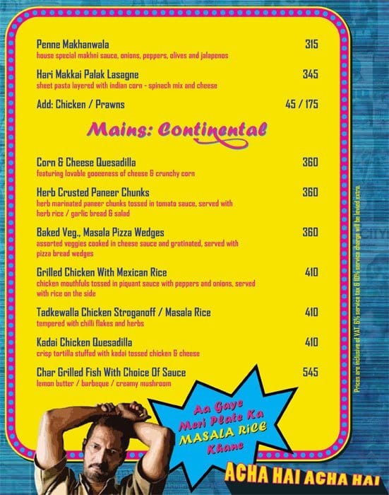 U Turn - Box Office menu