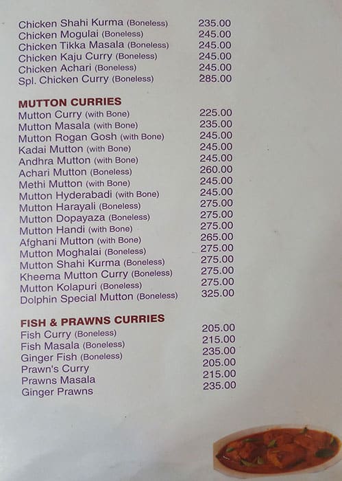 Dolphin Biryani House menu