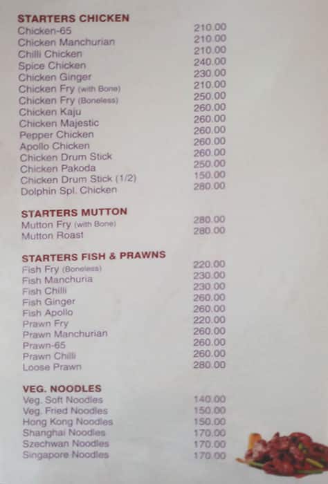 Dolphin Biryani House menu