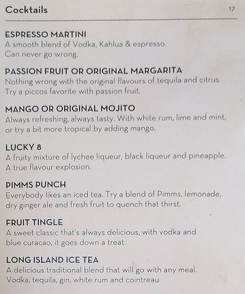 Menu at Piccolino Express (takeaway) pizzeria, Burwood East