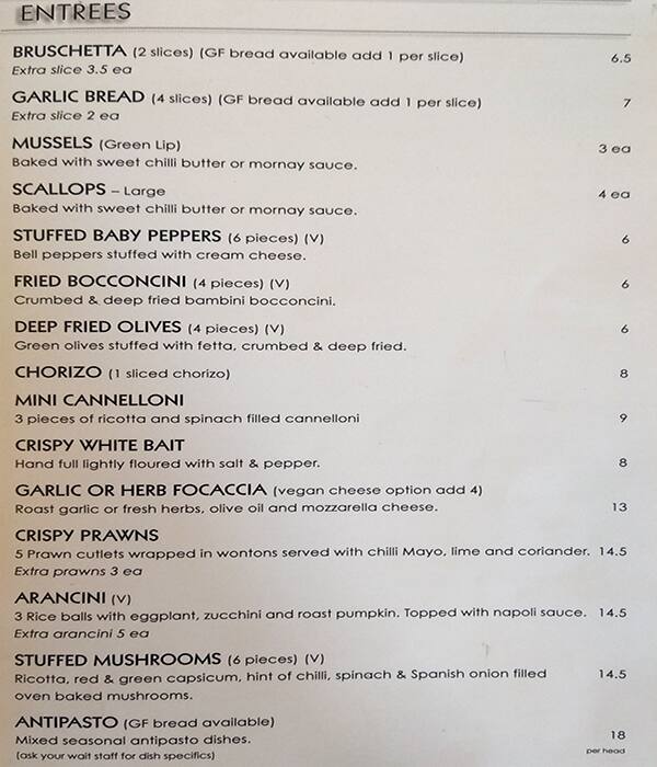 Menu at Piccolino Express (takeaway) pizzeria, Burwood East