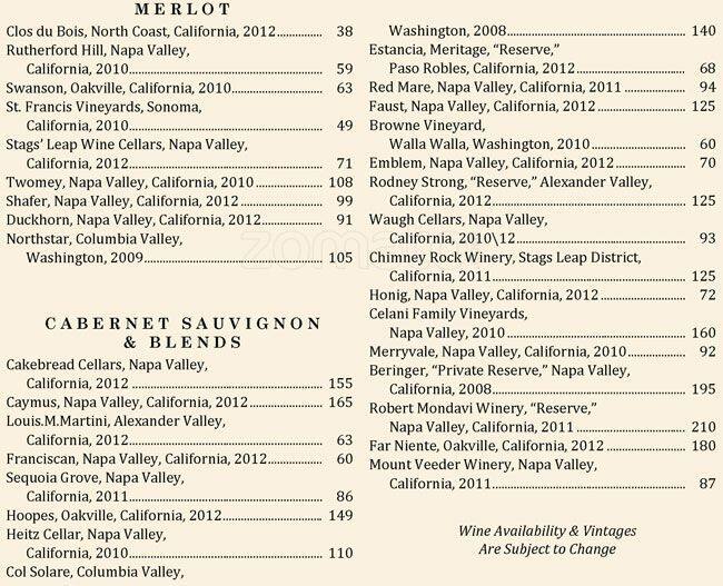 Menu At Ocean Prime Restaurant Dallas