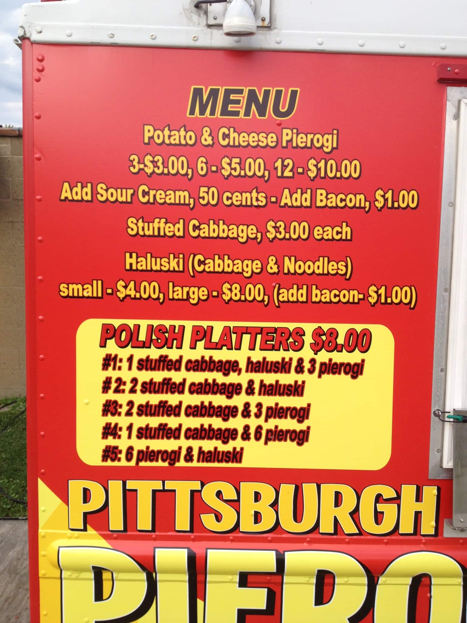 Pittsburgh Pierogi Truck Menu, Menu for Pittsburgh Pierogi Truck