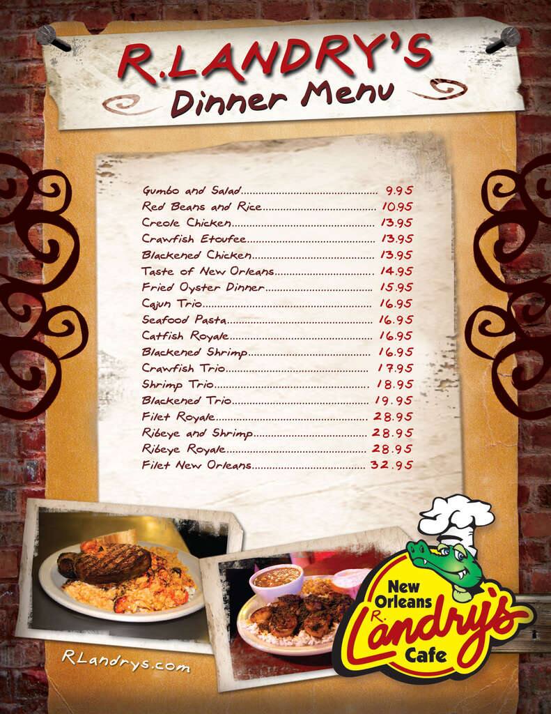 R.Landry's New Orleans Cafe Menu Urbanspoon/Zomato