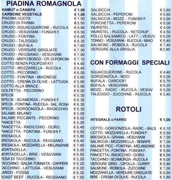 Menu di Pianeta Piada 